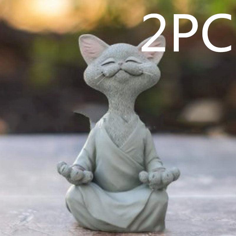 Hjemix | Lekker svart Buddha katt figur meditasjon yoga samleobjekt glad katt dekor hjem hagedekorasjon hageornament