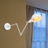 Hjemix | 1 Lyspære Vegglampe Retro Stil Svingarm Metall Mini Vegglampe i Hvit for Kontoret