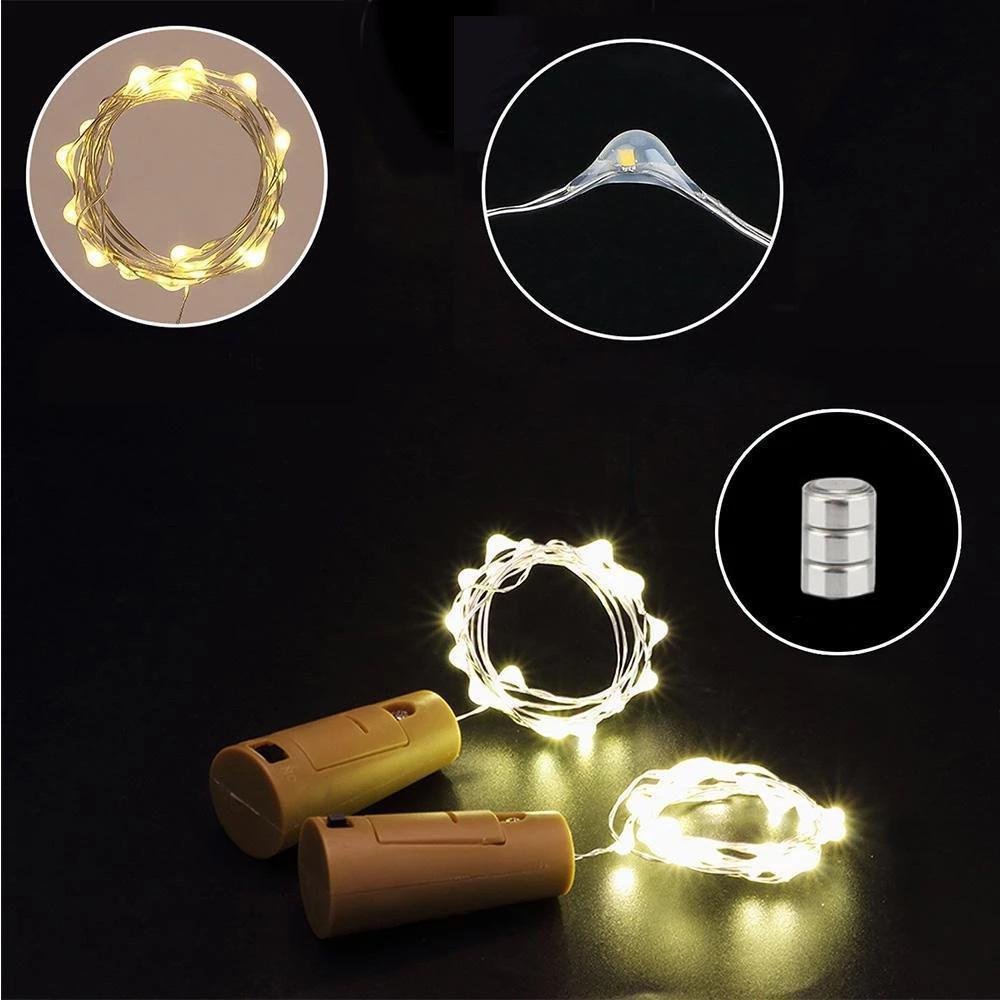 Hjemix | LED Flaske Lys Kork Nattlys DIY Dekorativ Gave