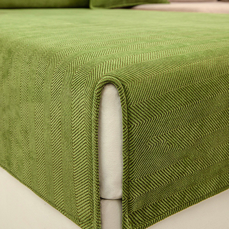 Hjemix | Bølget Sjekk Chenille Stoff Møbelbeskytter Sofa trekk