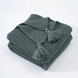 Hjemix | Strikket Ullteppe med Frynser - NordicCozy