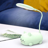 Hjemix | Mini Tegneserie Katt LED Øyevern Leselampe USB Oppladbar Skrivebordlampe