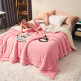 Hjemix | Solid tykk dobbelsidig fløyels kube teppe