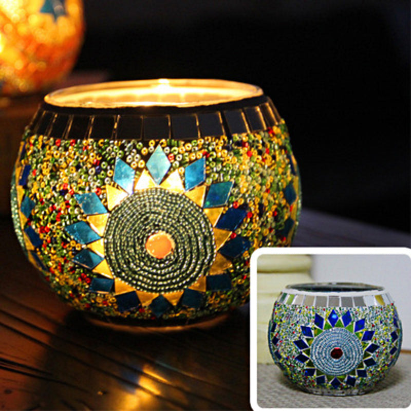 Hjemix | Europeisk Retro Glass Mosaic Tealight Holder