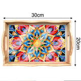 Hjemix | DIY Diamant Maleri Trebrett Matbrett med Håndtak Stue Dekorasjon Mandala Trebrett Sett