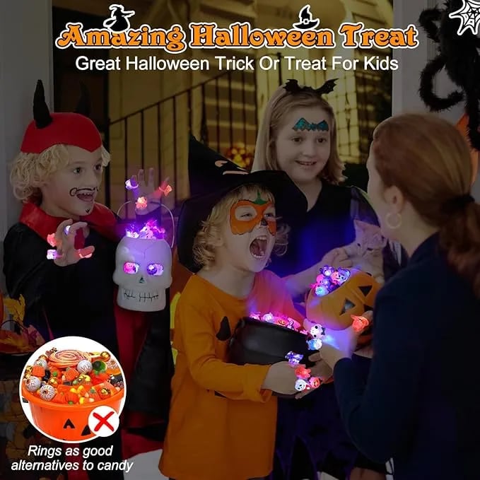 Hjemix | LED Lyskilde Halloween Glødende Ring - Sett med 50stk