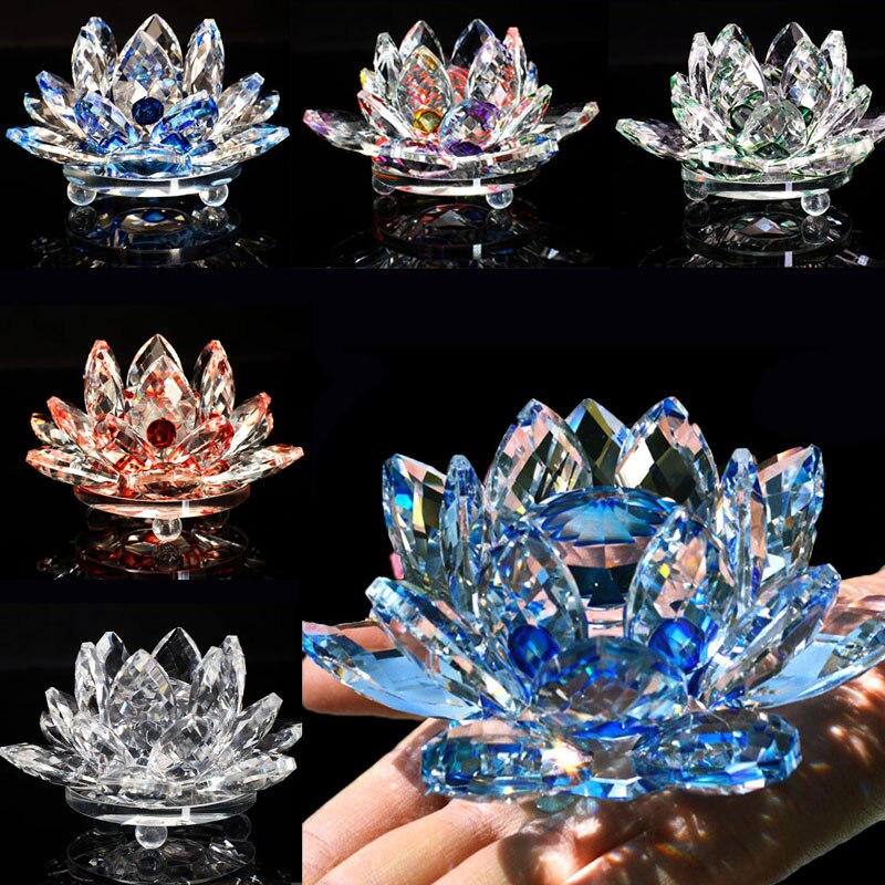 Hjemix | 80Mm Kvarts Krystaller Lotusblomst Håndverk Glass Fengshui Ornamenter Helbredende Krystaller Hjem Fest Wicca Dekorasjon Yoga Gaver Suvenir