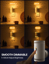 Hjemix | Kindeep Amber Nattlys Med Dusk Til Dawn Sensor, Dimmbar 5-120Lm, 2 Pakke For Soverom &