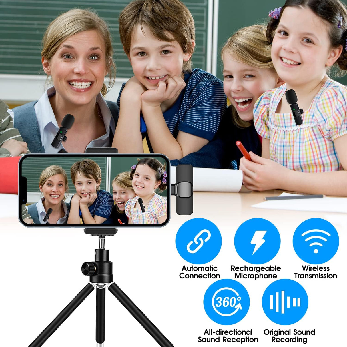Hjemix | 2-Pack trådløs mikrofon for iPhone iPad