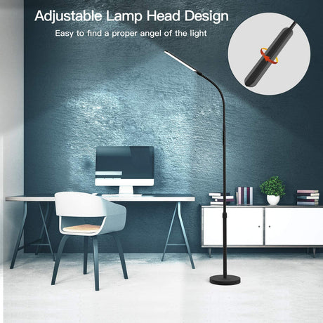 Hjemix | Nxone Justerbar Led Gulvlampe, Svart, Moderne Leselys Med 4 Farger & Stegløs Lysstyrke