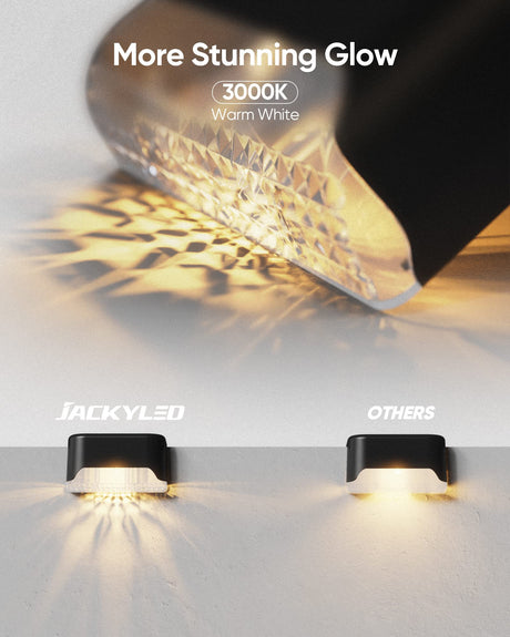 Hjemix | 16 Pakke Solcelle Deck Lys - Vanntett Led Gjerde Lys For Hage, Terrasse, Trapp, Svart