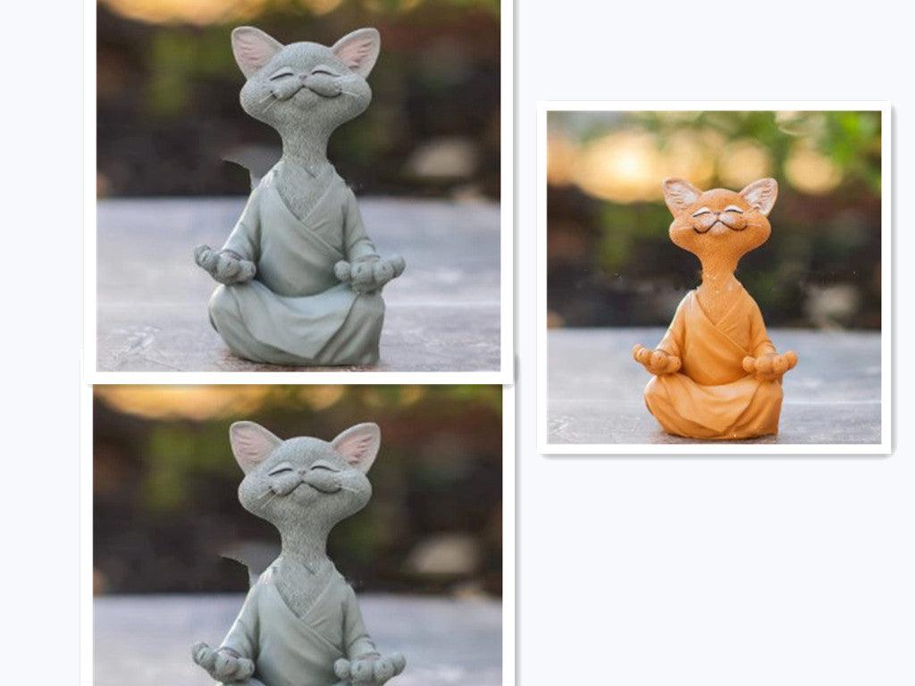 Hjemix | Lekker svart Buddha katt figur meditasjon yoga samleobjekt glad katt dekor hjem hagedekorasjon hageornament