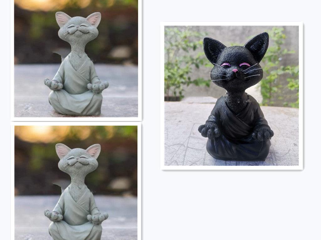 Hjemix | Lekker svart Buddha katt figur meditasjon yoga samleobjekt glad katt dekor hjem hagedekorasjon hageornament