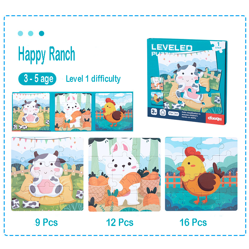 Hjemix | Tre 3-i-1 Magnetisk Avansert Falt Puslespill