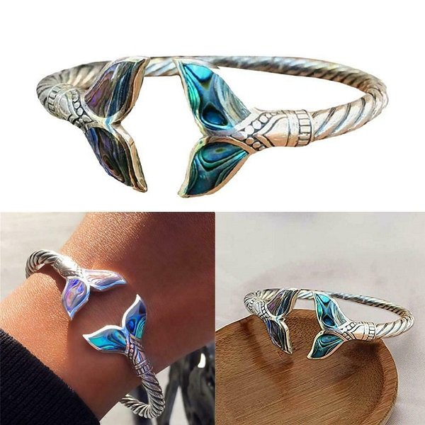 Hjemix | Abalone Shell Havfrue Hale SS Bangle Armbånd