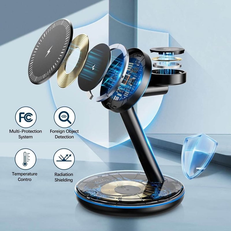 Hjemix | Sammenleggbar magnetisk 3-i-1 trådløs lader