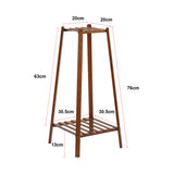 Hjemix | 2 Tier Høy Plante Stativ Pottholder Lite Rom Bord Hage Blomsterpotte Brun