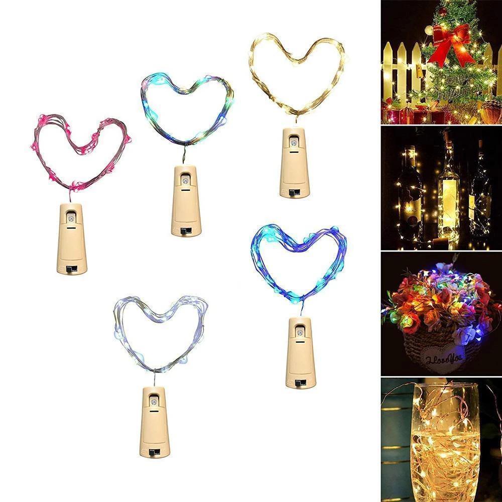 Hjemix | LED Flaske Lys Kork Nattlys DIY Dekorativ Gave