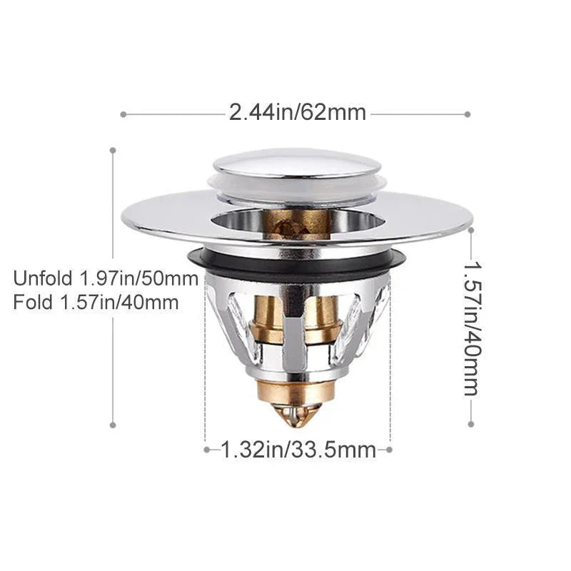 Hjemix | Universal Rustfritt Stål Pop-up Dreneringsfilter