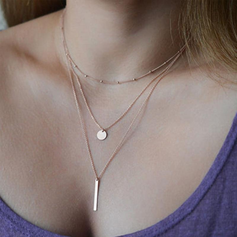 Hjemix | Multilayer Pendant Lang Kjede Halskjede