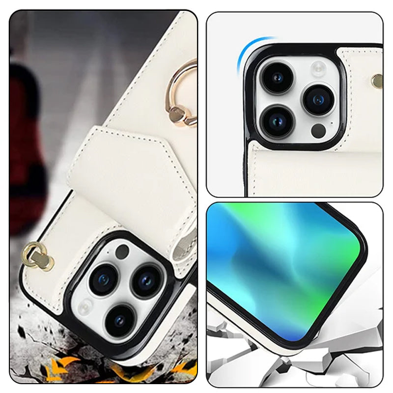 Hjemix | Læderlommebok med ring og snor for iPhone