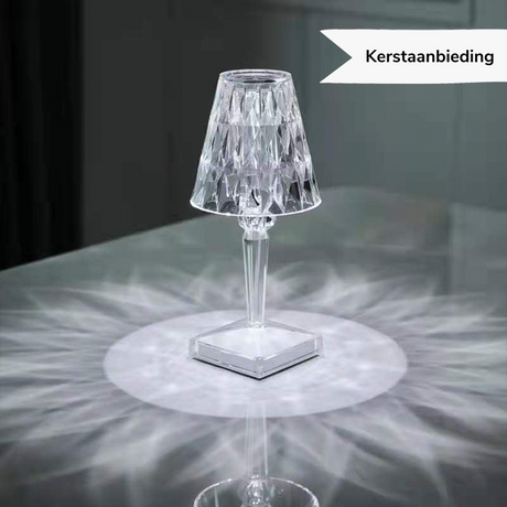 Hjemix | LuxeCrystal Premium LED Bordlampe | Trådløs | Dimmbar Krystallbelysning | Stemningslys & Dekorasjon