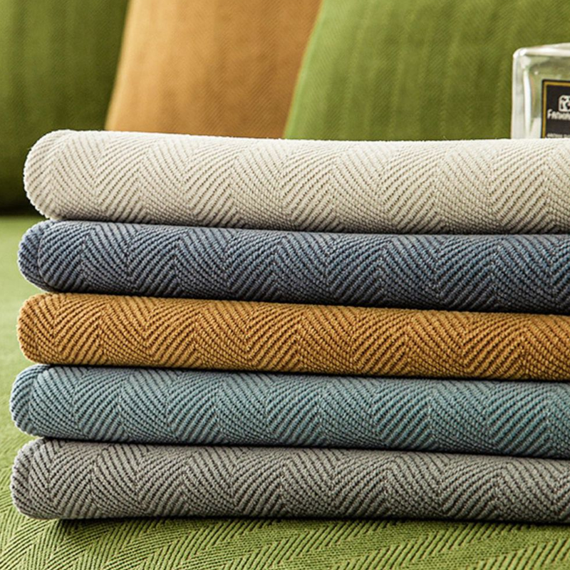 Hjemix | Bølget Sjekk Chenille Stoff Møbelbeskytter Sofa trekk