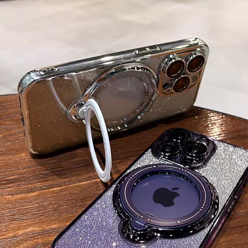 Hjemix | Magnetisk Glitterdeksel med Usynlig Stativ for iPhone