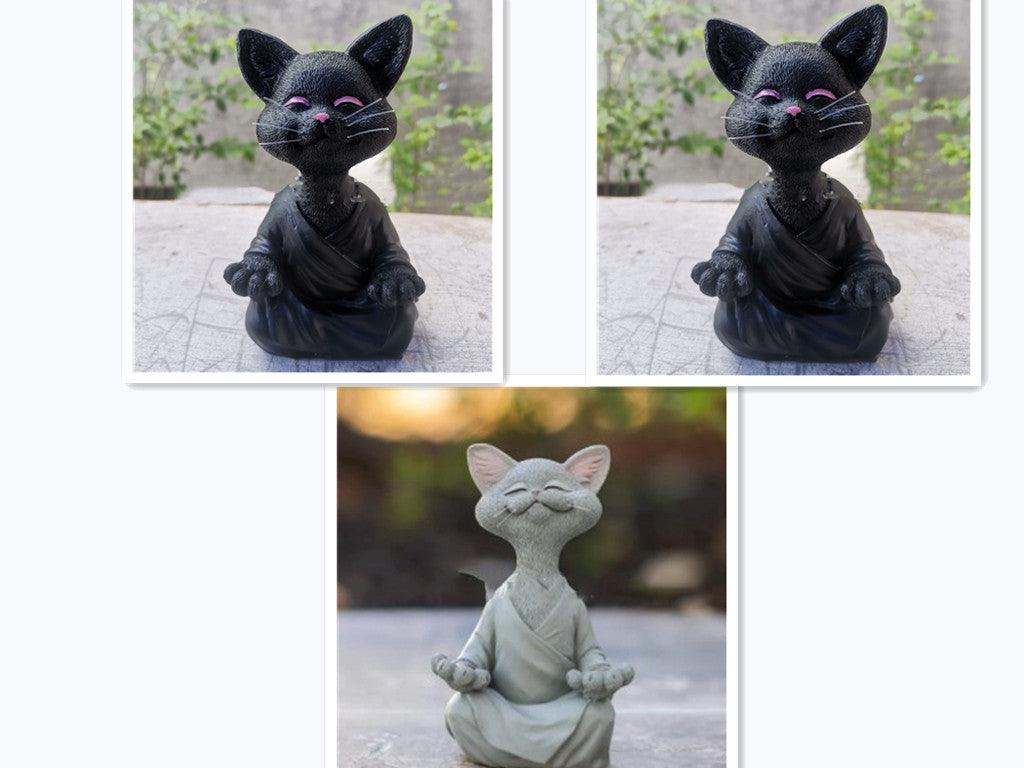 Hjemix | Lekker svart Buddha katt figur meditasjon yoga samleobjekt glad katt dekor hjem hagedekorasjon hageornament