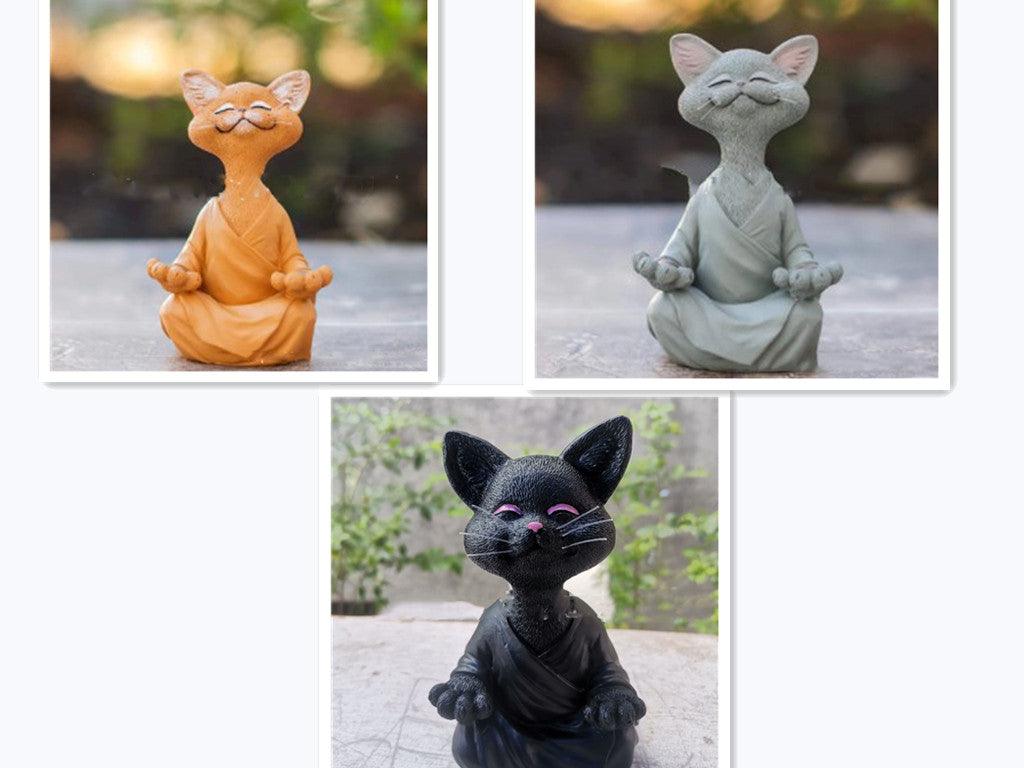 Hjemix | Lekker svart Buddha katt figur meditasjon yoga samleobjekt glad katt dekor hjem hagedekorasjon hageornament