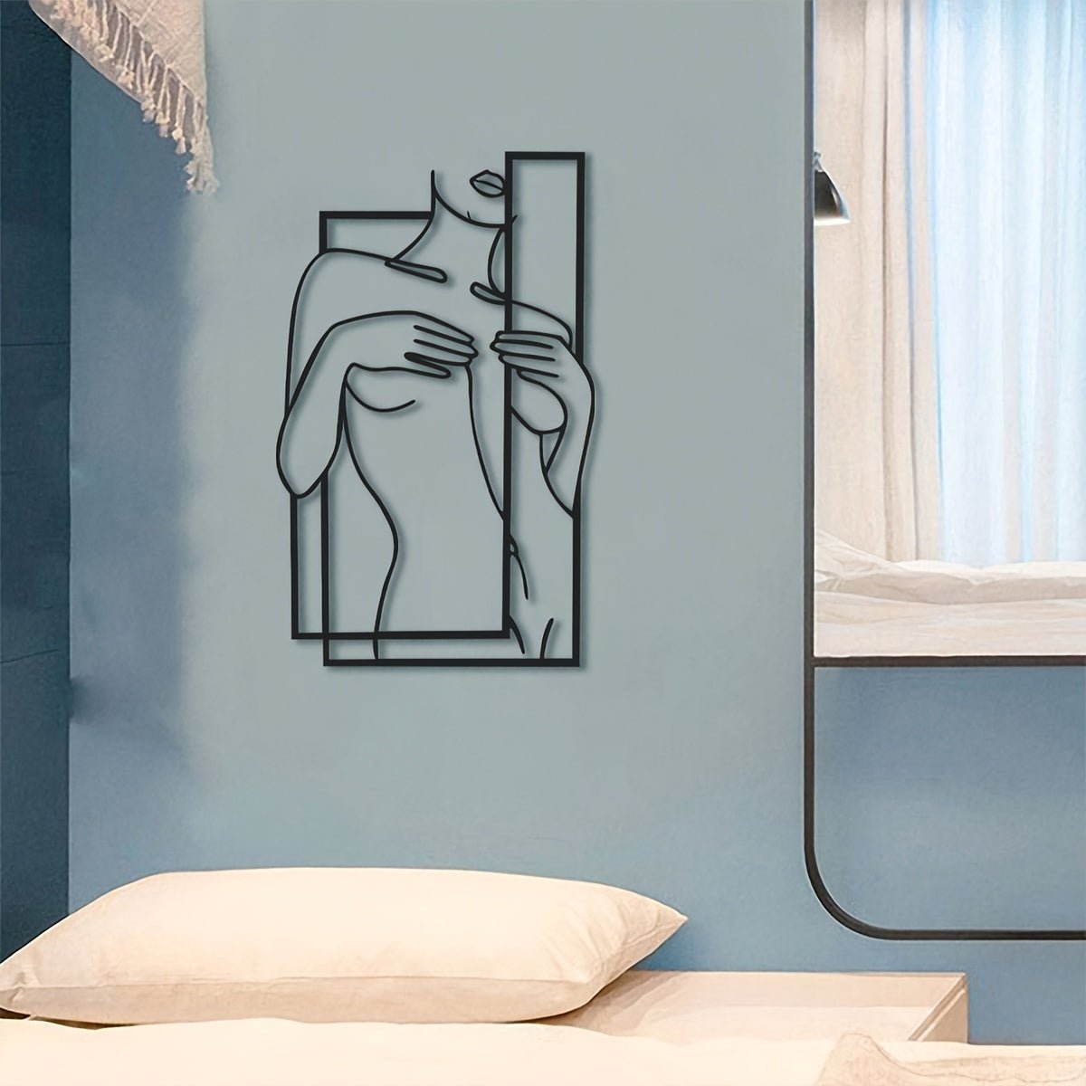 Hjemix | LineaArt Metallveggdekorasjon - Moderne minimalistisk veggkunst for soverom
