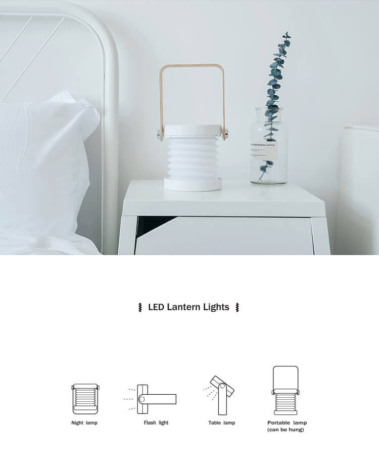 Hjemix | Lantern lampe nattlys kreativ sammenleggbar bærbar LED bordlampe