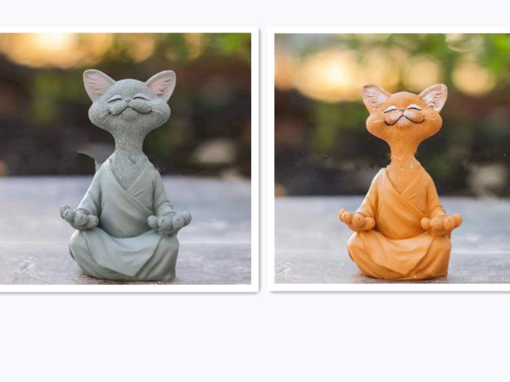 Hjemix | Lekker svart Buddha katt figur meditasjon yoga samleobjekt glad katt dekor hjem hagedekorasjon hageornament
