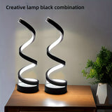 Hjemix | Modern Spiral Table Lamp – Kreativ LED Skrivebordslampe med Mild Varme Lys, Perfekt for Soverom, Stue, og Studie Dekor