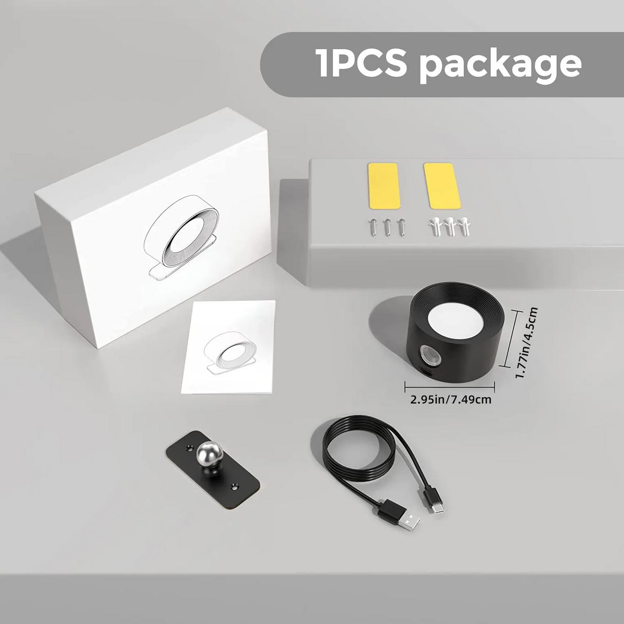 Hjemix | Spotlight Trådlampe - 360° Rotasjon, Dimmbar, Oppladbar Vegglampe