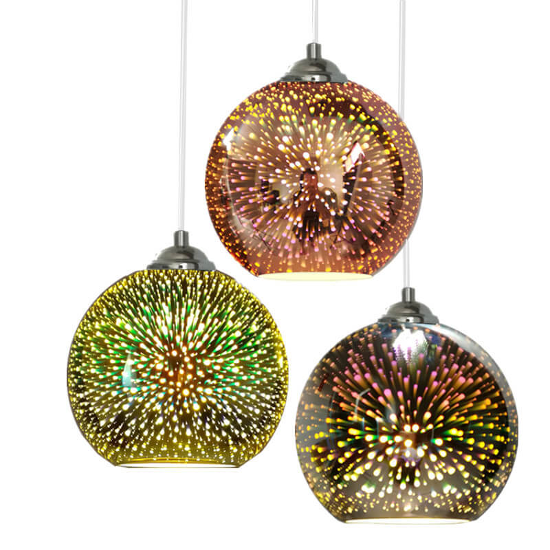 Hjemix | Moderne kreativ 3D fargerik fyrverkeriglass 1-lampe kuppelpendellampe