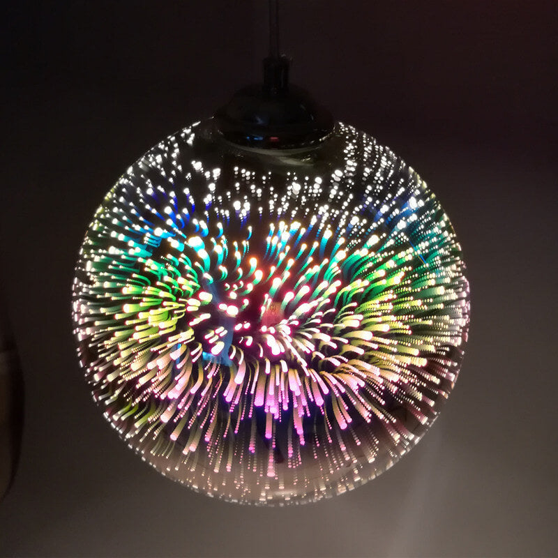 Hjemix | Moderne kreativ 3D fargerik fyrverkeriglass 1-lampe kuppelpendellampe