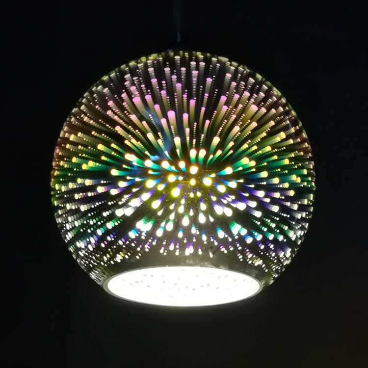 Hjemix | Moderne kreativ 3D fargerik fyrverkeriglass 1-lampe kuppelpendellampe
