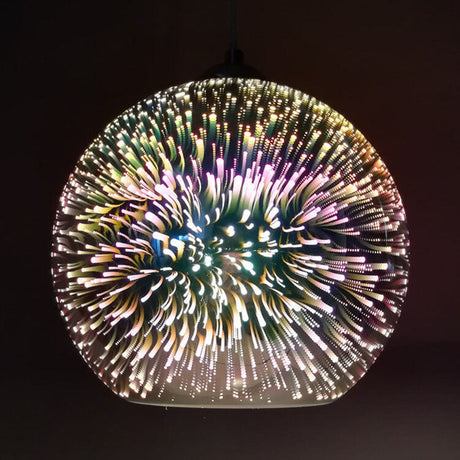 Hjemix | Moderne kreativ 3D fargerik fyrverkeriglass 1-lampe kuppelpendellampe