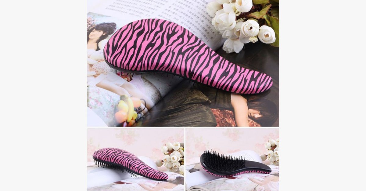 Hjemix | Zebra og Gepard Mønstret Hårbørste – Løsne Knutene