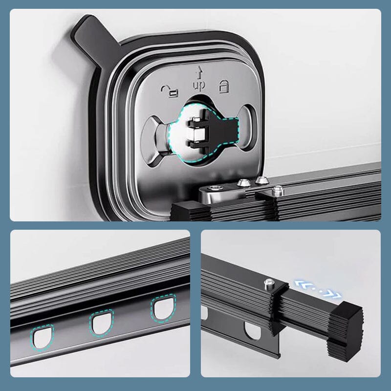 Hjemix | Veggmontert sammenleggbart klesstativ med sugekopp