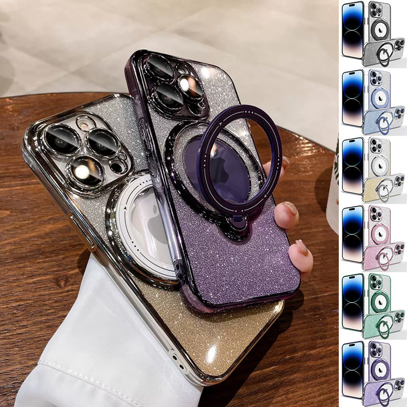 Hjemix | Magnetisk Glitterdeksel med Usynlig Stativ for iPhone