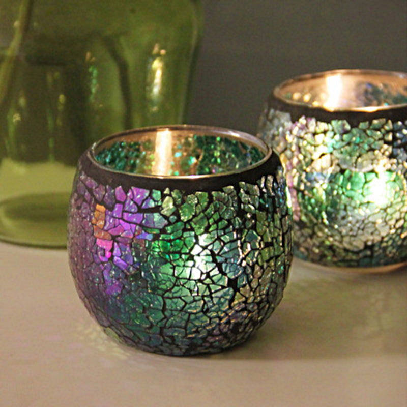 Hjemix | Europeisk Retro Glass Mosaic Tealight Holder