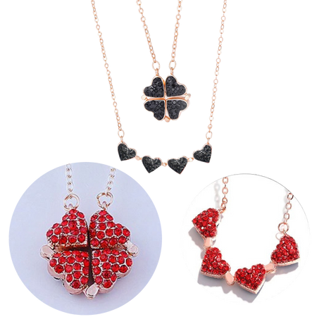 Justerbart halskjede med 4 kløverhjerter