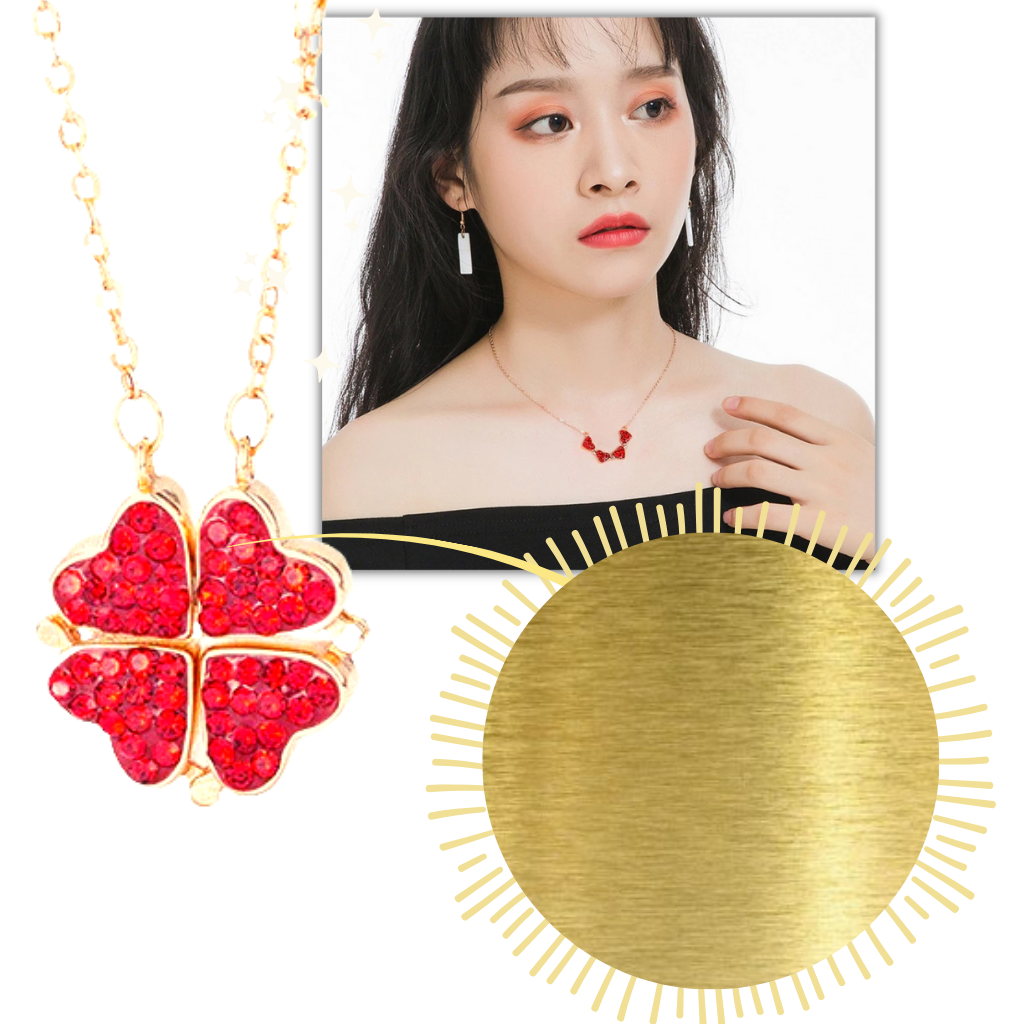 Justerbart halskjede med 4 kløverhjerter