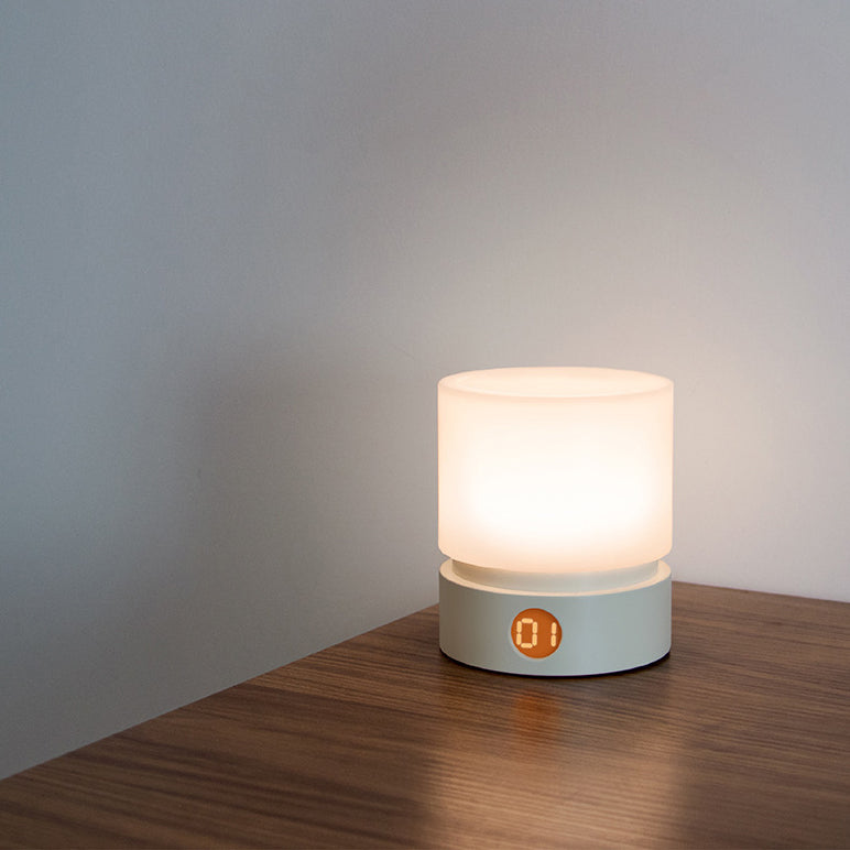 Hjemix | Moderne nordisk timer oppladbar ABS HIPS silikon sylinder LED bordlampe nattlys for natbordet