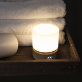 Hjemix | Moderne nordisk timer oppladbar ABS HIPS silikon sylinder LED bordlampe nattlys for natbordet