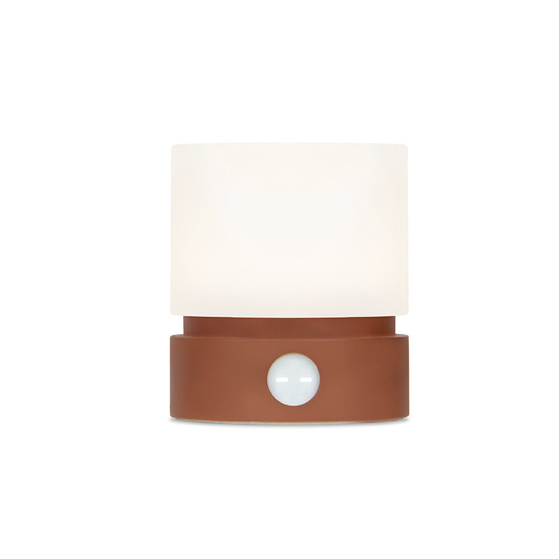 Hjemix | Moderne nordisk timer oppladbar ABS HIPS silikon sylinder LED bordlampe nattlys for natbordet