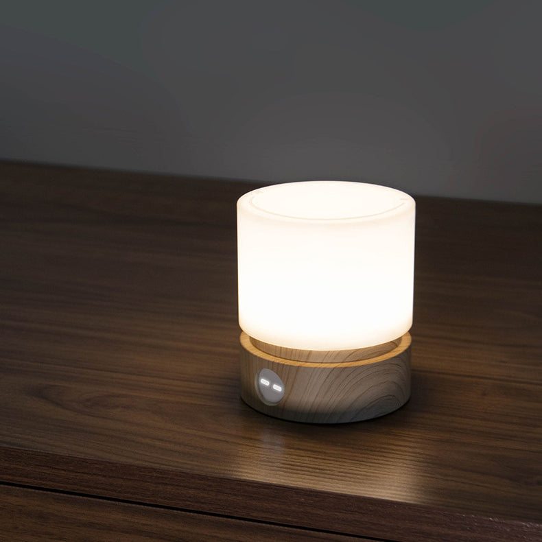 Hjemix | Moderne nordisk timer oppladbar ABS HIPS silikon sylinder LED bordlampe nattlys for natbordet