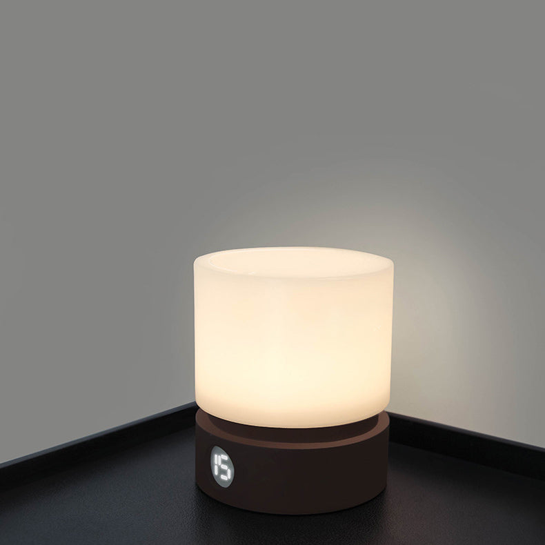 Hjemix | Moderne nordisk timer oppladbar ABS HIPS silikon sylinder LED bordlampe nattlys for natbordet